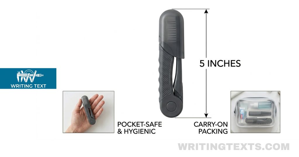 folded travel toothbrush measures 5 inches long