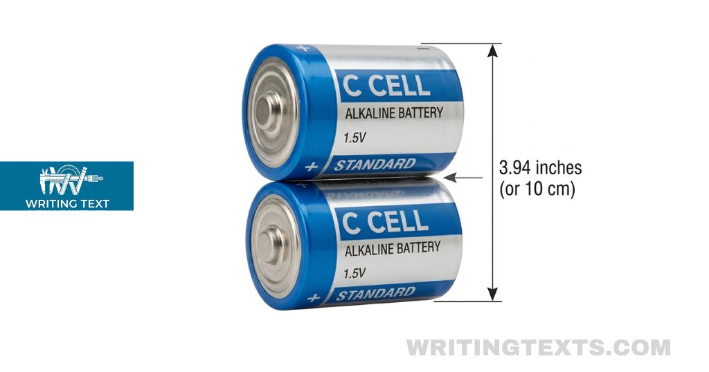 Two "C" Batteries Measures 4 Inches Long