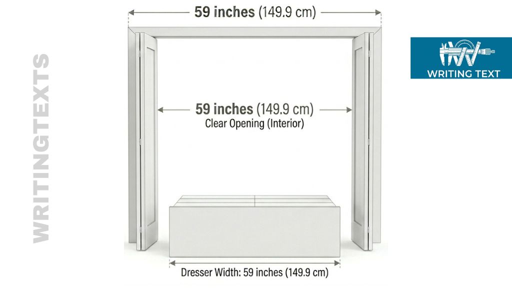 Double-Door Closet Opening Measures 59 Inches Long