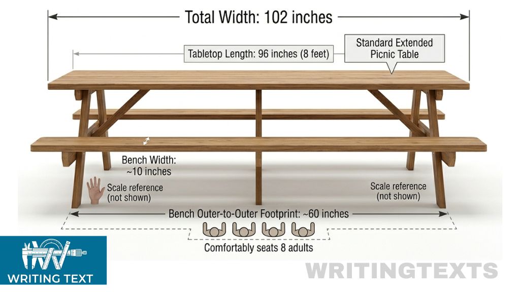 Extra-Long Picnic Table Measure 102 Inches Long