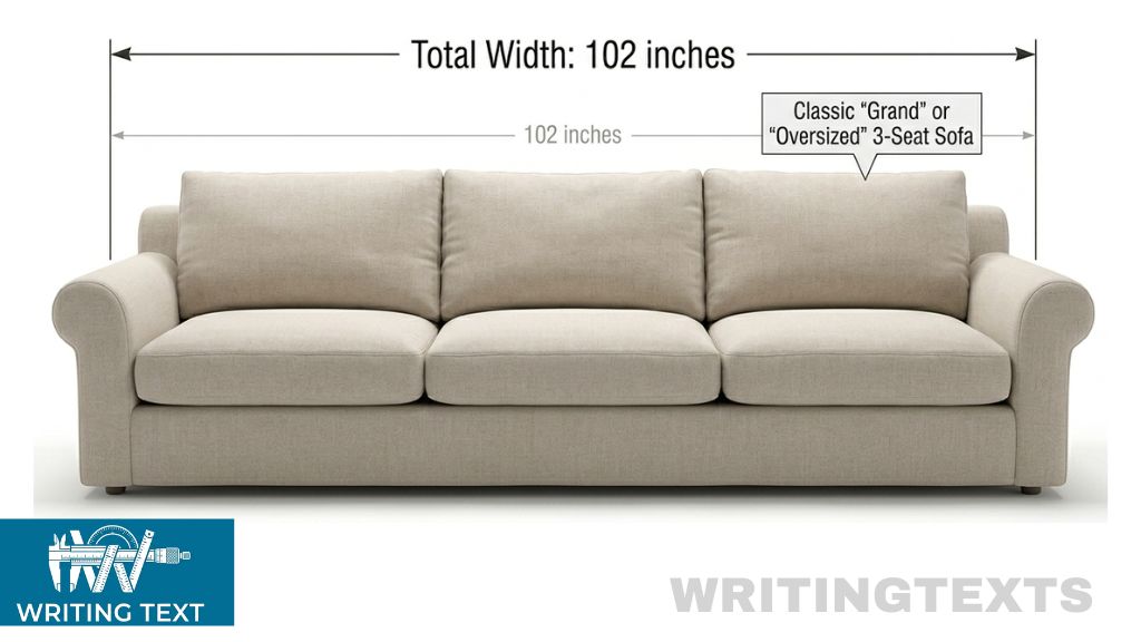 Large 3-Seat “Grand” Sofa Measure 102 Inches Long
