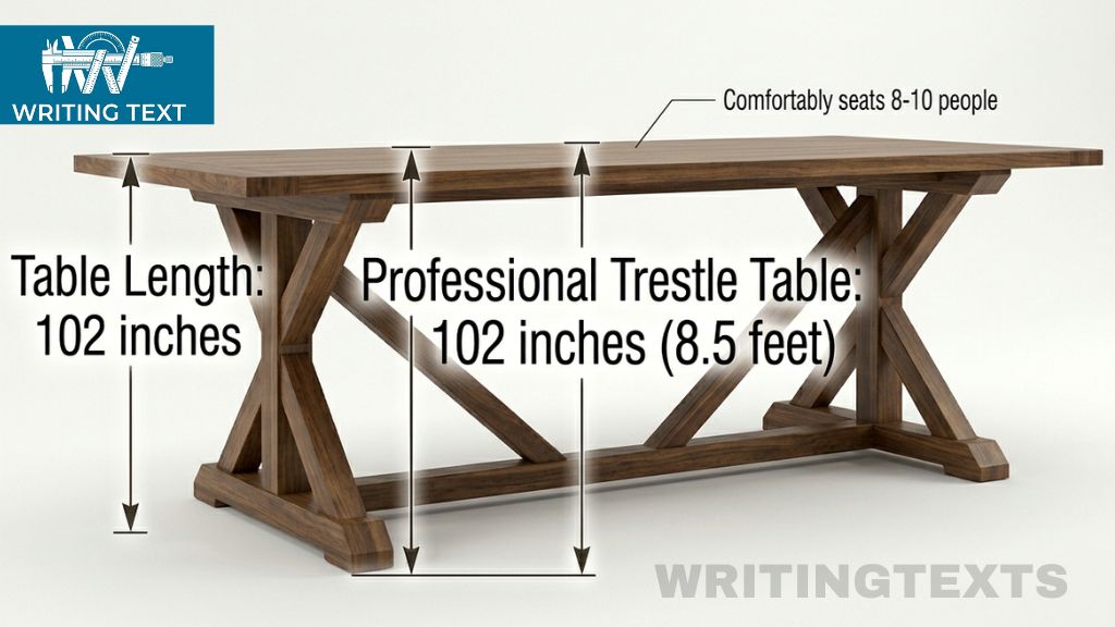 Professional Trestle Dining Table Measure 102 Inches Long